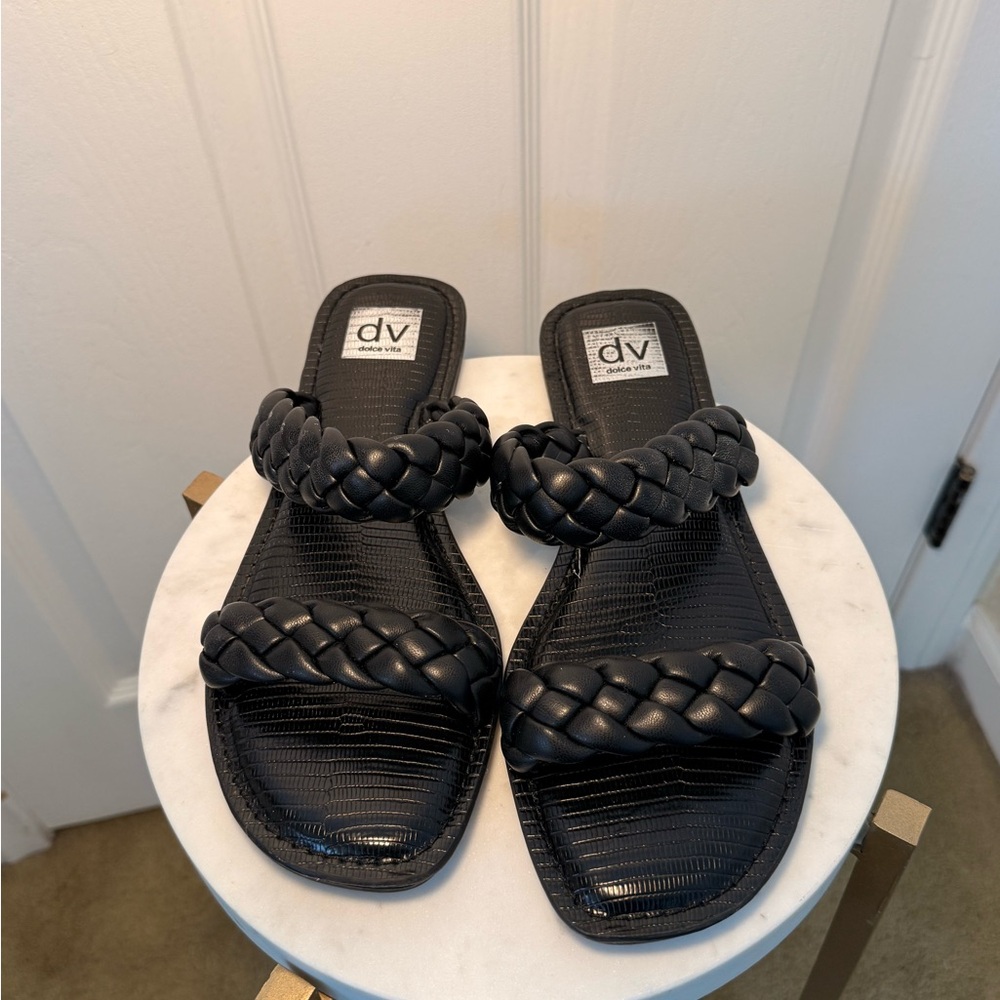 DV by Dolce Vita Black Braided Slide Sandals